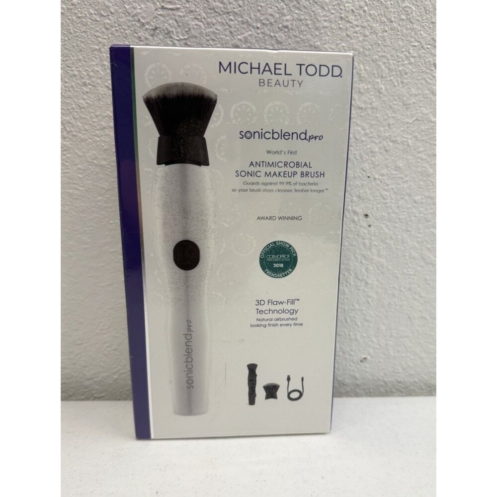 Michael Todd Beauty Sonicblend Pro Antimicrobial Sonic Makeup Brush White NIB